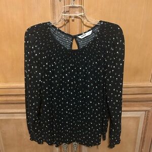 Sonoma Black Blouse with Floral Design
